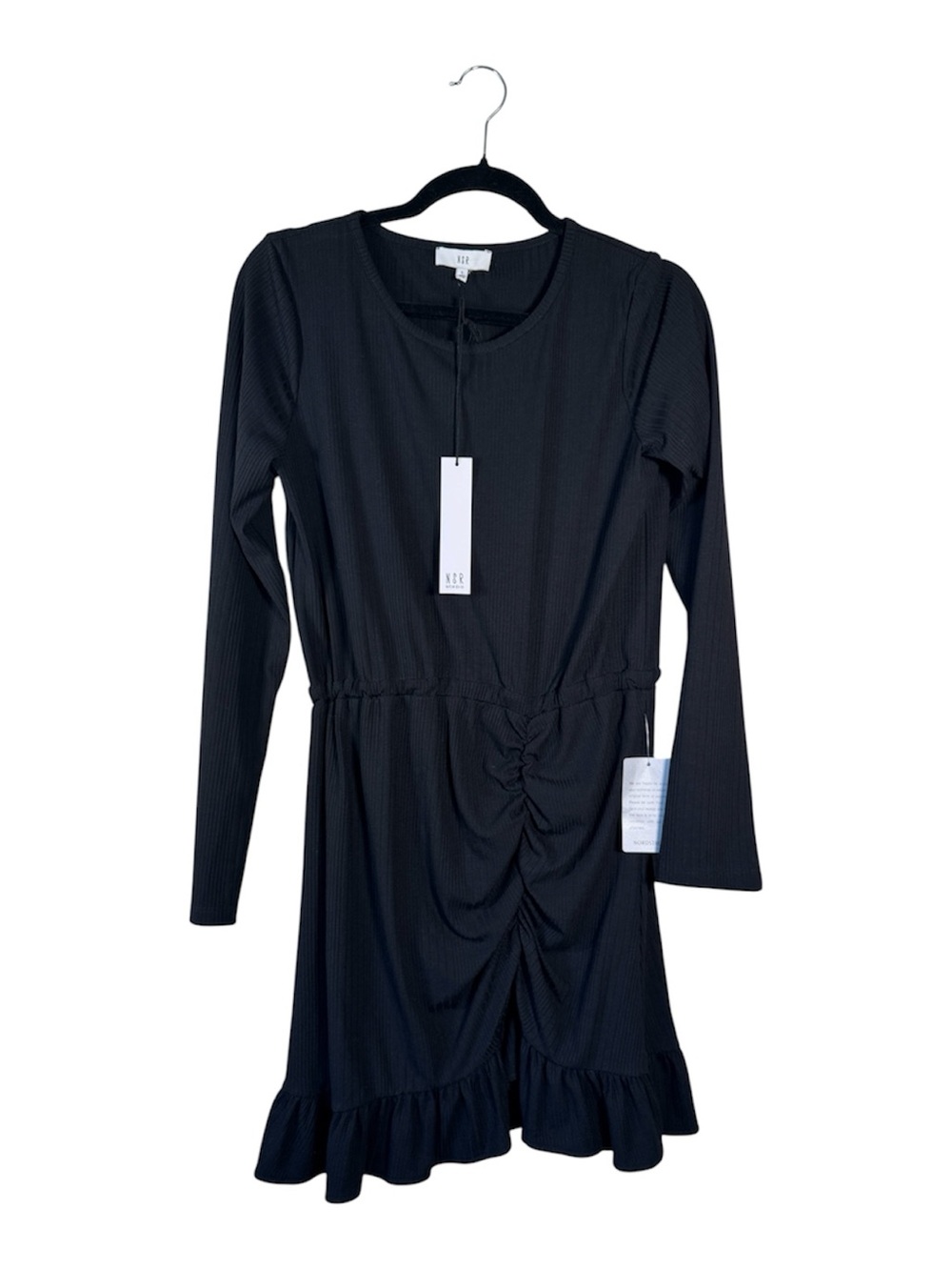 NSR Revolve Black Ruffled Mini Dress Womens L Casual Girly Coquette Modest
